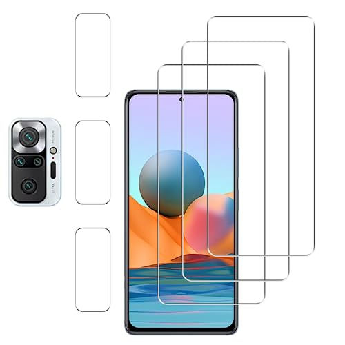Vsjnk Pellicola Protettiva Compatibile Con Xiaomi Redmi Note 10 Pro/Note 10 Pro Max Vetro Temperato,3 Pezzi Protezione Schermo 3 Pezzi Pellicola Prote