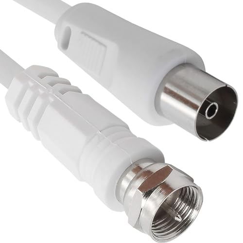 Cavo Antenna-Satellite Coassiale Femmina – Tipo F Maschio 75 Ohm, 2,5 Metri, Bianco, Cablepelado