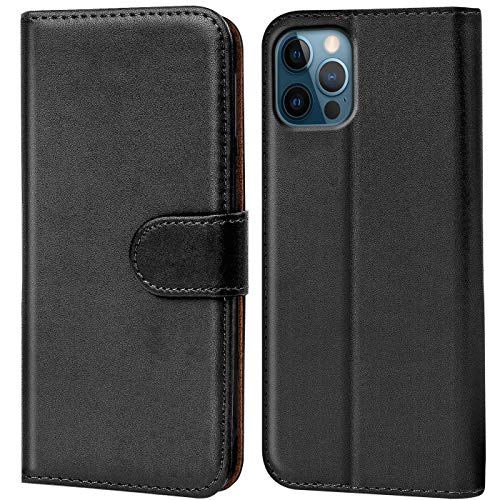 Verco Custodia Per Apple Iphone 12/12 Pro, Case Per Apple Iphone 12/12 Pro Cover Pu Pelle Portafoglio Protettiva [6.1], Nero