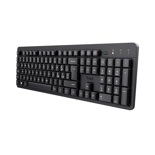 Trust Ody Ii Tastiera Wireless Silenziosa Layout Italiano Qwerty, Tasti A Profilo Ribassato, Resistente Agli Schizzi, Ricevitore Usb 2.4Ghz, Tastiera