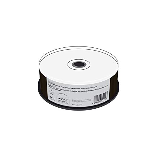 Mediarange Bd-R 25 Gb 6 Velocità Di Scrittura, Stampabile Su Tutta La Superficie (Stampante A Getto D'Inchiostro), Completamente Metallizzata, 25 Cake