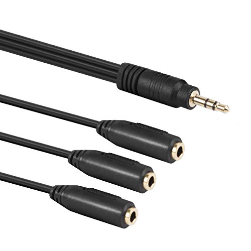 Cavo Audio Splitter Stereo Da 3,5 Mm Maschio A 3 Connettori Femmina, Placcato Oro, 30 Cm