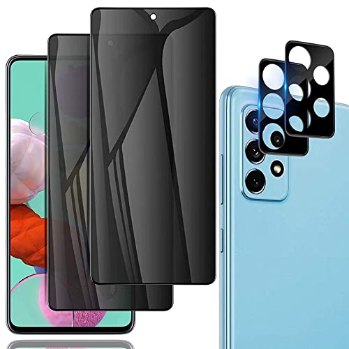 Vetro Temperato Per Samsung Galaxy A52, Privacy Pellicola Protettiva Anti Spy Salvaschermo 3D Schermo Copertura E Pellicola Fotocamera Lente Protezion