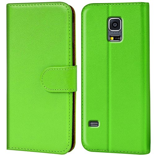 Verco Custodia Per Samsung Galaxy S5, Case Per Galaxy S5 Neo Cover Pu Pelle Portafoglio Protettiva, Verde