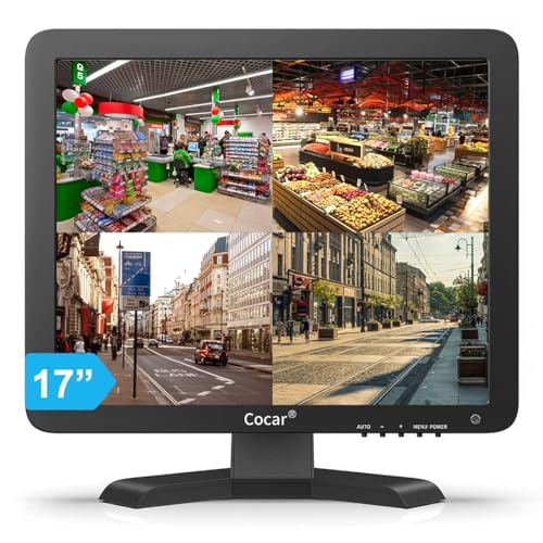 Cocar 17" Cctv Sicurezza Monitor, 4:3 1280X1024 Lcd Hd Schermo(Led Retroilluminazione) Con Av/Hdmi/Bnc/Vga/Usb Drive Lettore Altoparlante Integrato Pe