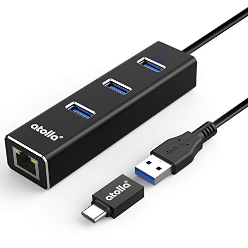 Adattatore, Atolla, Hub Usb 3.0 - 3 Porte Usb Superspeed Trasmissione Dati E Adattatore Ethernet 1000 Mbps Gigabit Lan Rj45, Supporta Macbook, Imac, X