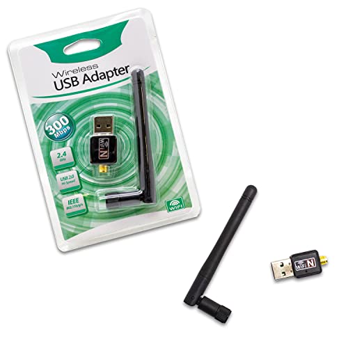 Simpletek – Chiavetta Usb Wifi Wireless 300Mbps Per Computer Fissi/Portatili Windows Xp/Vista/7/10/11 Linux Adattatore Wi-Fi 2.4Ghz
