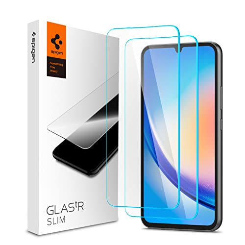 Spigen Glas.Tr Slim Vetro Temperato Compatibile Con Samsung Galaxy A34 5G, 2 Pezzi, Anti-Graffio, Cristallino, Custodia Compatibile, Durezza 9H Pellic