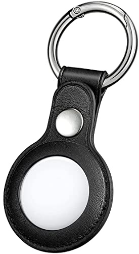 Captor Portachiavi Per Apple Airtag 2021, Custodia In Pelle Con Gancio, Localizzatore Gps Anti Smarrimento, Cover Protettiva (Nero)