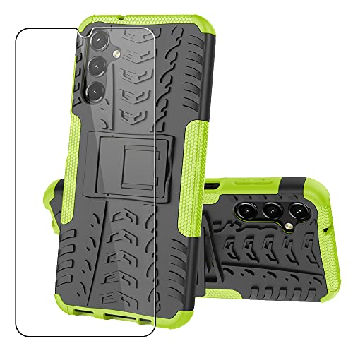 Sdtek Custodia Compatible Con Samsung Galaxy A14 5G, Cover Armatura Robusta Supporto Integrato + Protezione Dello Schermo Vetro 360 Gradi Phone Case (