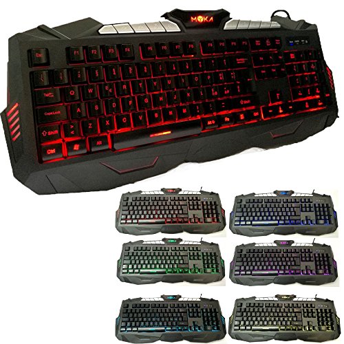 Myka Tastiera Gaming Gamer 7 Colori Led Multimediale Programmabile Multicolor Retroilluminata Tasti Incisi A Laser Anti-Gost Key-Mg7
