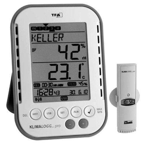 Eschenbach Optik Klimalogg Pro 30.3039 - Termoigrometro Professionale Con 4 Radiotrasmettitori 30.3180 Per Interni Ed Esterni