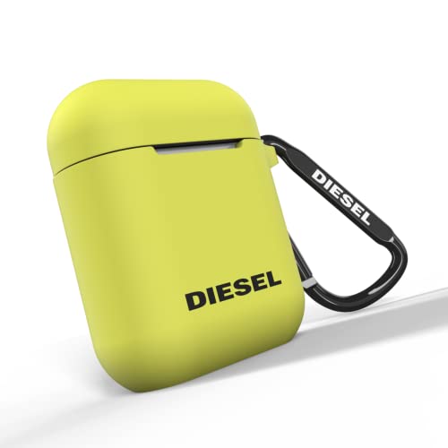 Diesel Custodia Compatibile Con Airpod, Custodia In Silicone Antiurto, Caricabatterie Senza Fili, Moschettone, Per Airpods, Neon Lime Verde