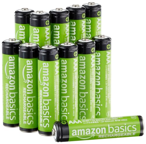 Amazon Basics - Batterie Aaa Ricaricabili, Pre-Caricate, Nimh, Confezione Da 12 (L’Aspetto Potrebbe Variare Dall’Immagine)