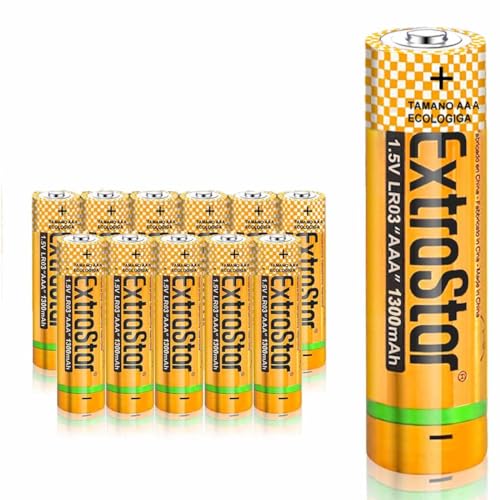 Pila Batteria Lr03 Aaa Mini Stilo 1,5V 1300Mah, Alcalina Extrastar Confezione Da 12 Pezzi, Compatibile Con Duracell Mn2400