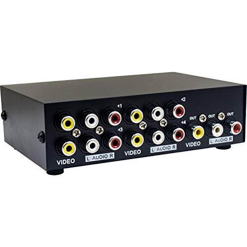 Duttek Switch Audio Commutatore Audio Rca Switch Commutatore Av 4 Porte Switcher Rca 4 In 1 Video Composito L/R Audio Box Per Console Di Gioco Dvd Stb