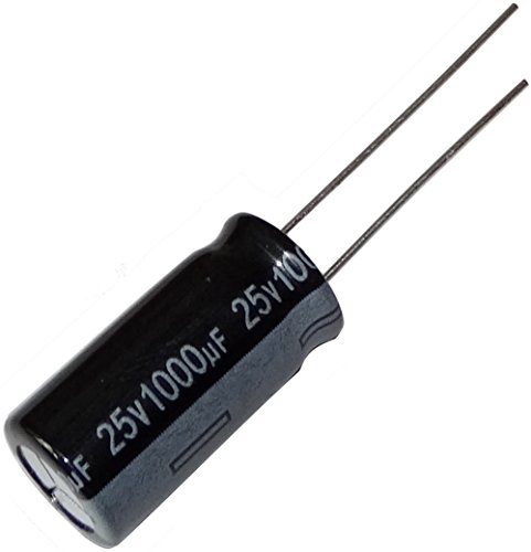 Aerzetix - 20X Condensatori Elettrolitici Radiali 1000Μf ± 20% 25V Tht 105 ° C 2000H Ø10X20Mm
