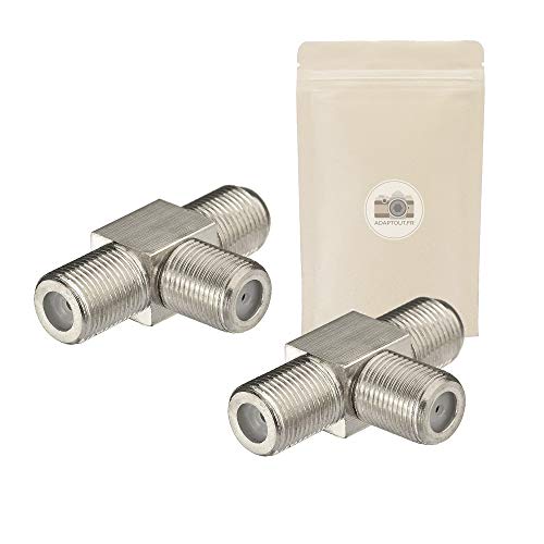 2X Sdoppiatore Antenna Tv Tipo F Rf In Forma Di T - 3 Spine Femmina - Splitter Connettore Video E S-Video - Adaptout Marca Francese