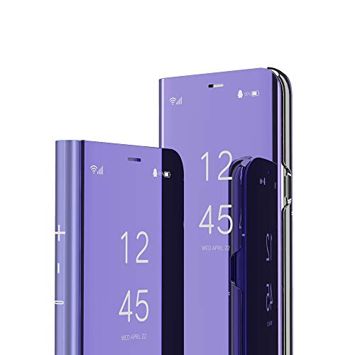 Cotdinfor Galaxy A40 Custodia Placcatura Specchio Clear View Standing Cover Slim Mirror Flip Portafoglio Antiurto Case Con Funzione Stand Per Samsung
