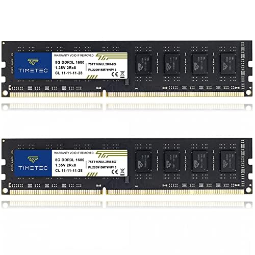 Timetec 16Gb Kit (2X8Gb) Ddr3L/Ddr3 1600Mhz Pc3L-12800/Pc3-12800 Non Ecc Unbuffered 1.35V/1.5V 2Rx8 Dual Rank 240 Pin Udimm Memoria Desktop Aggiorname