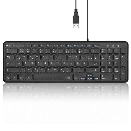 Perixx Periboard-213 De - Tastiera Usb Compatta Con Tasti Silenziosi Per Computer, Tastierino Numerico, Laptop E Tablet, Nero, Qwertz