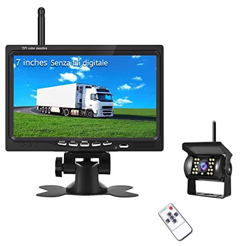 Telecamera Retromarcia Wireless Con 7 Pollici Monitor Lcd, 12 V-24 V Digitale Assistenza Al Parcheggio Impermeabile Ip67 Senza Fili Telecamera Di Back