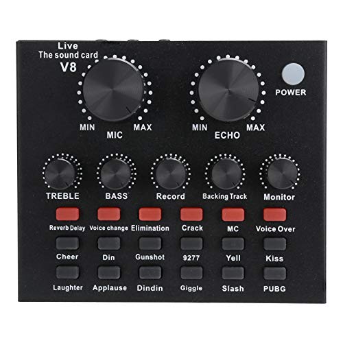 Vbestlife V8 Live Sound Card, Bluetooth Voice Changer Karaoke Sound Card Per Cellulare/Computer/Auricolare