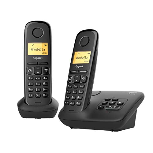 Gigaset A270 A Duo, Due Telefoni Cordless Con Segreteria Fino A 25 Minuti, Vivavoce, Ampio Display, Nero [Italia]