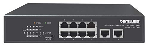 Intellinet 561402 Switch Ethernet Gigabit 8 Porte Poe+ Con 2 Porte Rj45 Gigabit Uplink Nero