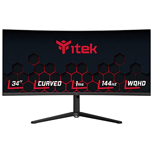 Itek Monitor Ggc - 34 Pollici, Curvo R1500, Risoluzione Wqhd 3440X1440 Ultrawide, Pannello Va Da 144Hz, Schermo 21:9, Risposta 1Ms Mprt, Collegamenti