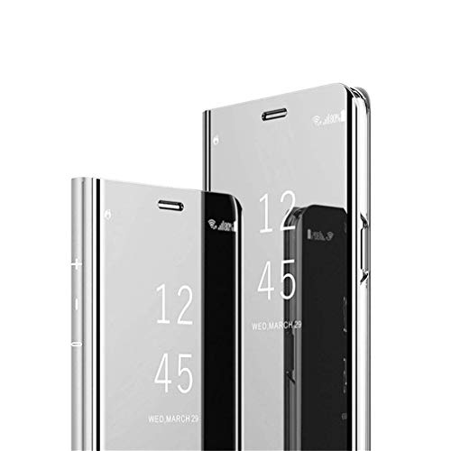 Cotdinfor Galaxy S10 Plus Custodia Placcatura Specchio Clear View Standing Cover Slim Mirror Flip Portafoglio Antiurto Case Con Funzione Stand Per Sam