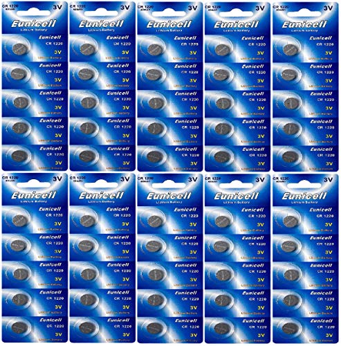Eunicell - 50 Pile A Bottone Al Litio Cr1220 Da 3 V (10 Blister Da 5 Batterie)