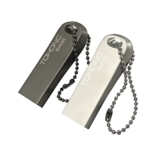 2 Pezzi Chiavetta Usb 64Gb, Impermeabile Pendrive 64Gb Usb 2.0 Metallo Usb Flash Drive 64Gb Memoria Usb Stick Per Pc, Laptop, Computer, Auto, Smart Tv