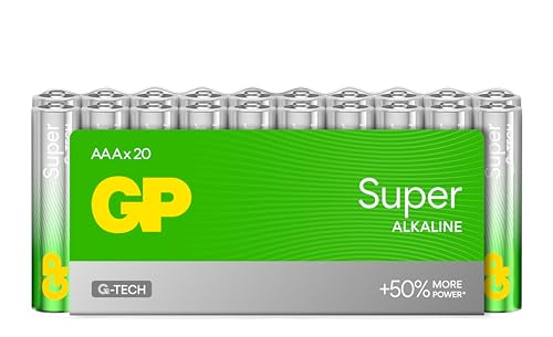 Batterie Aaa - Set Da 20 | Gp Super| Pile Stilo Aaa Alcaline Da 1,5V / Lr03 - Lunga Durata