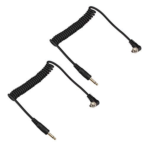 Futheda 2 Pezzi Cavo Di Prolunga Con Connettore Jack Da 3,5 Mm A Maschio, Per Sincronizzazione Pc, Cavo A Spirale Da 12", Con Chiusura A Vite, Compati