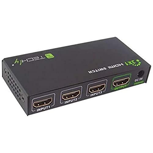 Techly 309913 Switch Hdmi 3 In 1 Out Con Telecomando 4K Uhd 3D Nero