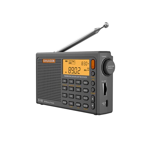 Radio Portatile Sihuadon R108 Fm Am Sw Radio Multibanda Ricaricabile Eccellente Ricezione Visualizzazione Dell'Ora Retroilluminazione Della Radio Digi