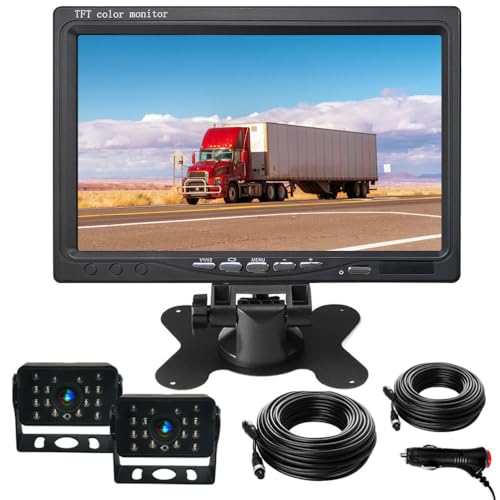 Kit Telecamera Di Backup Cablata, Monitor Hd Da 7"+2 Telecamere Di Backup Ip68 Visione Notturna Impermeabile, Telecamera Di Retromarcia E Kit Monitor