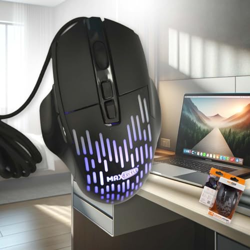 A2Zworld Mouse Da Gaming Ergonomico Con Luce Rgb + 2 Tasti Laterali + Tasti Per Regolare Dpi Max12000K + Cavo Intrecciato Speedflex