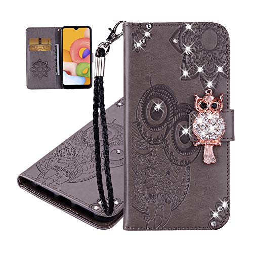 Imeikonst Embossed Caso Per P Smart 2019 Owl Glitter Sparkly Shockproof Custodia A Libro In Pelle Pu Portafoglio Flip Stand Card Slots Magnetic Protet