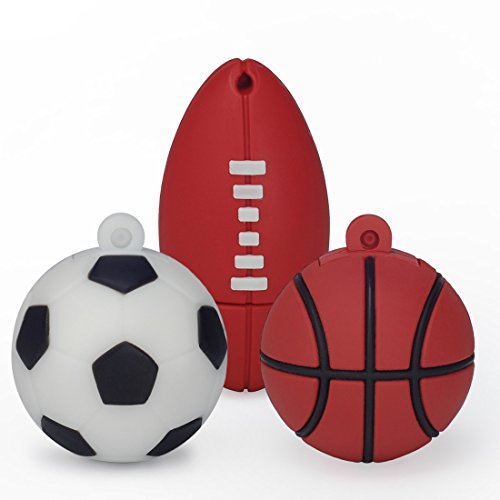 Chiavette Usb 8Gb*3,Pendrive Usb Penna Usb Chiave Usb Porta Chiavette Usb Impermeabile(Calcio Pallacanestro Pallavolo,3 * 8Gb)
