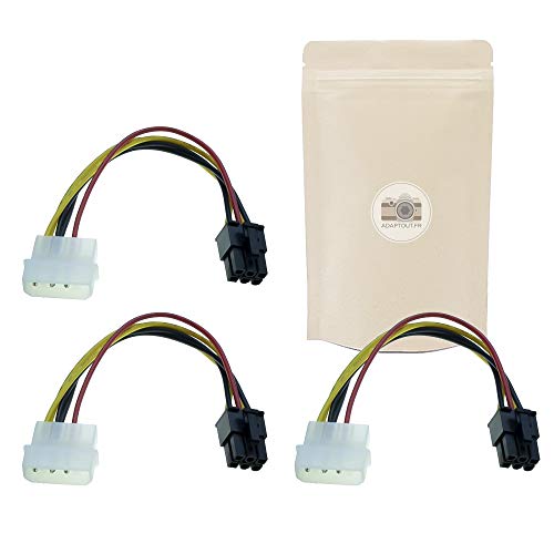 Adaptout 3X Cavo Molex - Presa 4 Poli Maschio Verso Presa 6 Poli Femmina - Cavo Pci Express 18Cm - Spina Di Alimentazione Per Scheda Grafica - 4 Pin V