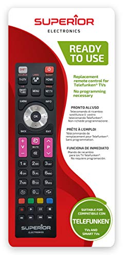 Superior Telefunken Replacement - Telecomando Di Ricambio Universale Compatibile Con Tutti I Tv E Smart Tv Di Marca Telefunken - Pronto All'Uso Non Ri