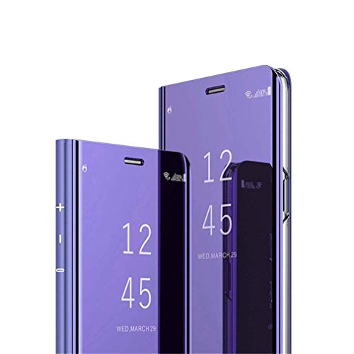 Cotdinfor Galaxy S10 Plus Custodia Placcatura Specchio Clear View Standing Cover Slim Mirror Flip Portafoglio Antiurto Case Con Funzione Stand Per Sam