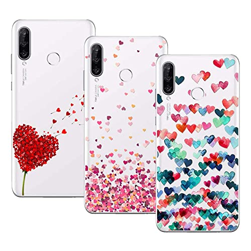 Young & Ming Cover Per Huawei P30 Lite / P30 Lite New Edition, (3 Pack) Morbido Trasparente Silicone Custodie Protettivo Tpu Gel Case, Amore