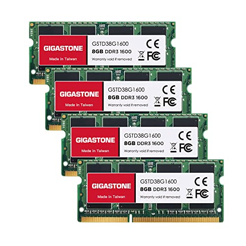 [Ram Ddr3] Gigastone Computer Portatile Ram 32Gb (4X8Gb) Ddr3 32Gb Ddr3-1600Mhz Pc3-12800 Unbuffered Non-Ecc 1.35V Cl11 Sodimm Ram Di Memoria 204 Pin 