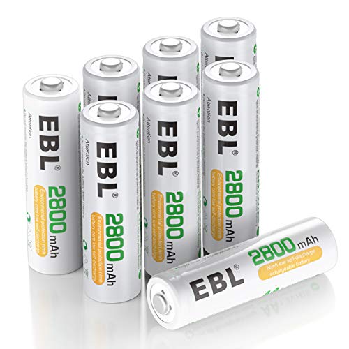 Ebl 1.2V Aa Batterie Ricaricabili Con 1200 Tech, Pile Ricaricabili Da 2800Mah Ni-Mh Con Comodo Astuccio, Confezione Da 8 Pezzi