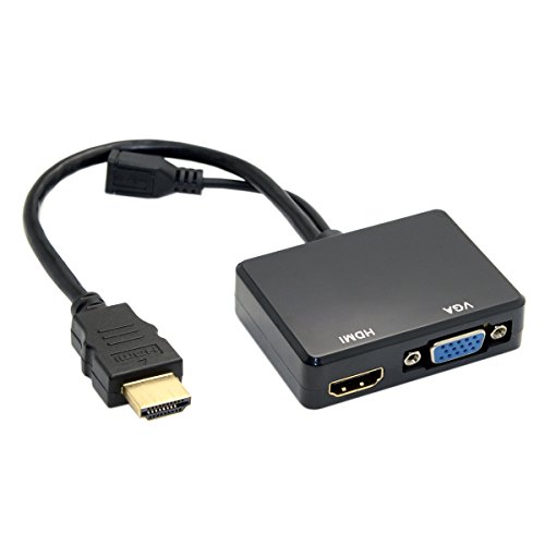 Jser Hd-213 Hdmi A Vga & Hdmi Femmina Splitter Con Cavo Audio Video Convertitore Adattatore Per Hdtv Monitor Pc