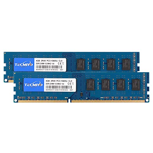 Tecmiyo 8Gb Kit (2X4Gb) Ddr3 1333Mhz Pc3-10600 Unbuffered Non-Ecc 1.5V Cl9 2Rx8 Dual Rank 240 Pin Udimm Desktop Memorie Module Upgrade