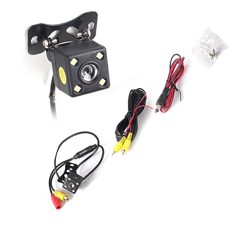 Telecamera Retromarcia Auto, Retrocamera Da Targa, Senza Forare, Quadrata 25X25Mm Con 4 Led, Angolo Rilevazione 170°, Con Linea Guida, Visione Notturn